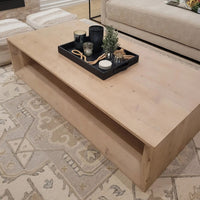 Natural Pine Wood 68" Rectangular Coffee Table