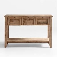 56" Light Brown Solid Wood Kitchen Island with Storage