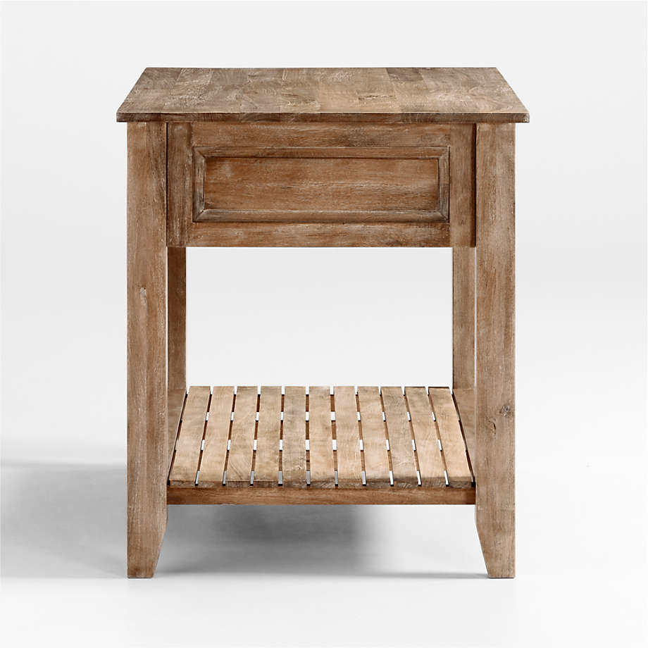 56" Light Brown Solid Wood Kitchen Island with Storage