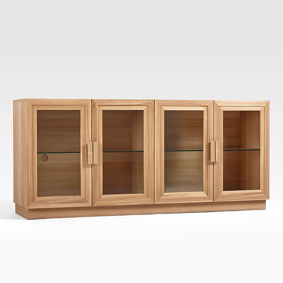 Natural Elm Wood 72" Storage Media Console