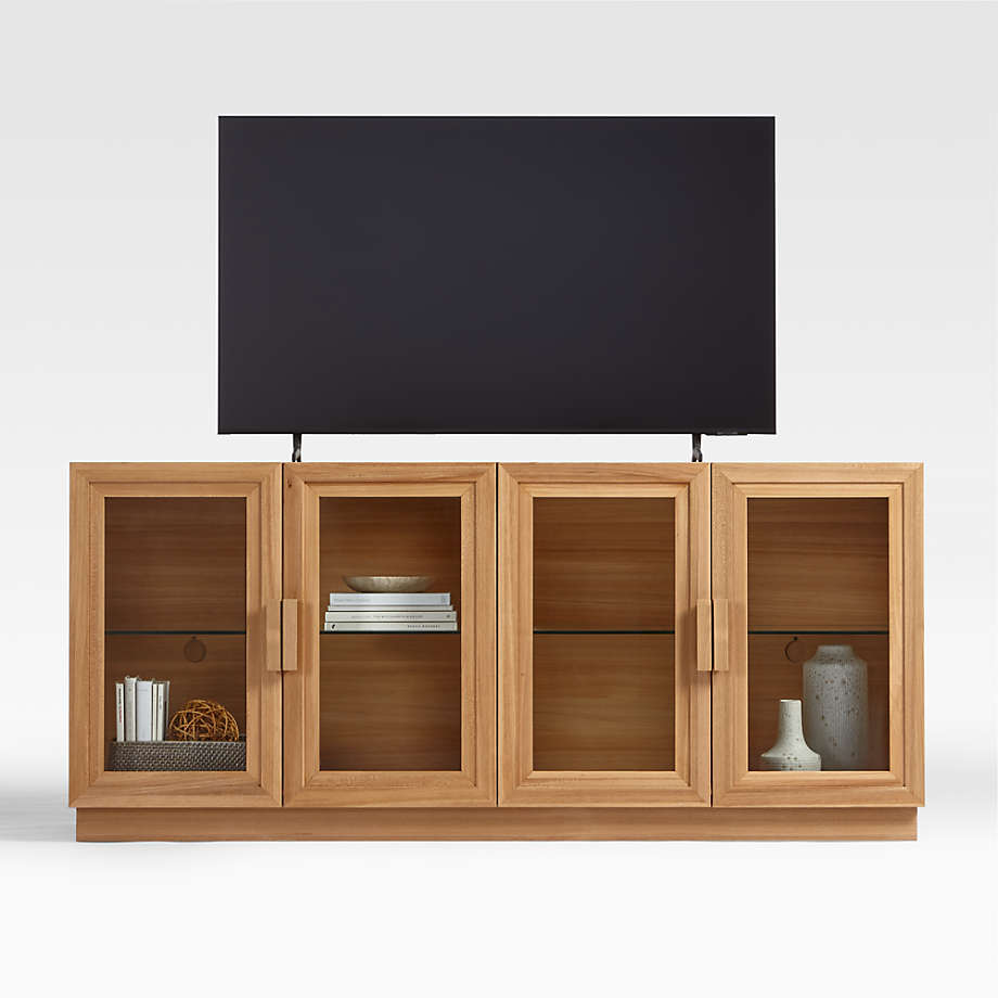 Natural Elm Wood 72" Storage Media Console