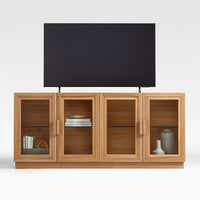 Natural Elm Wood 72" Storage Media Console