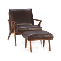 Leather Walnut Wood Frame Accent Chair