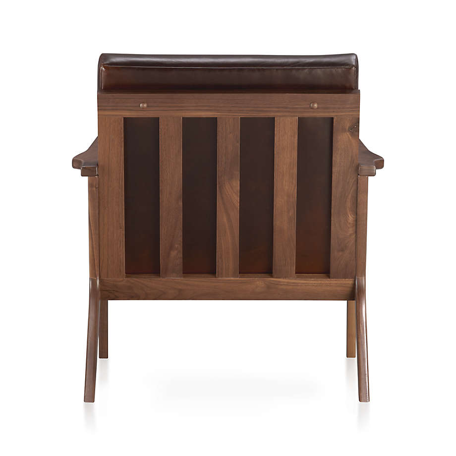 Leather Walnut Wood Frame Accent Chair