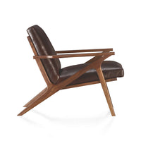 Leather Walnut Wood Frame Accent Chair