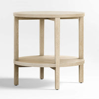Clairemont Natural Oak Wood Round End Table with Shelf
