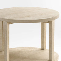 Clairemont Natural Oak Wood Round End Table with Shelf
