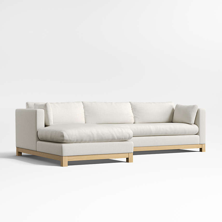 Pacific Wood Bench Seat 2-Piece Chaise Sectional Sofa