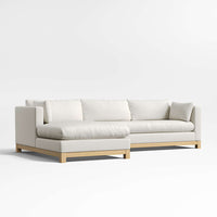 Pacific Wood Bench Seat 2-Piece Chaise Sectional Sofa