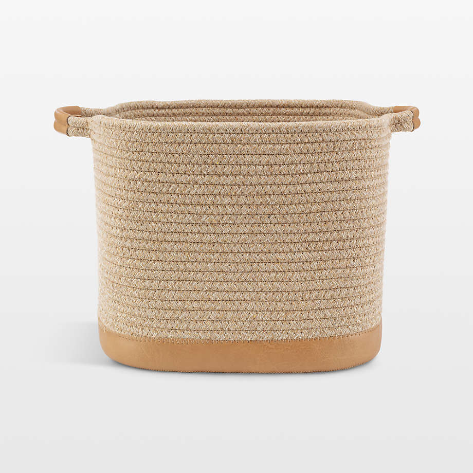 Vegan Sand Brown Leather Rope Storage Bin