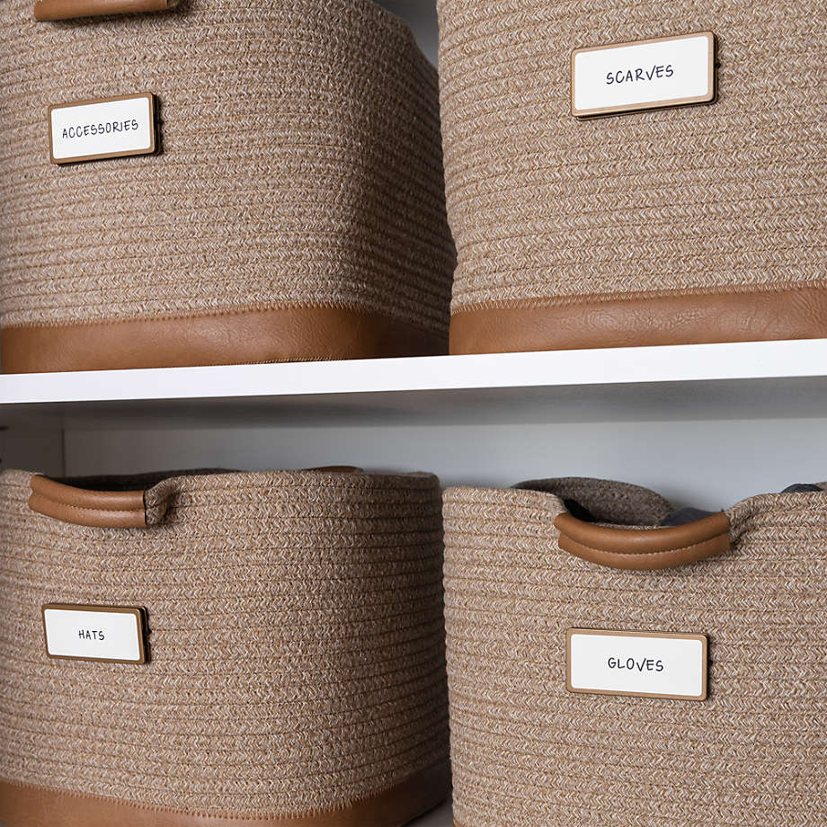 Vegan Sand Brown Leather Rope Storage Bin