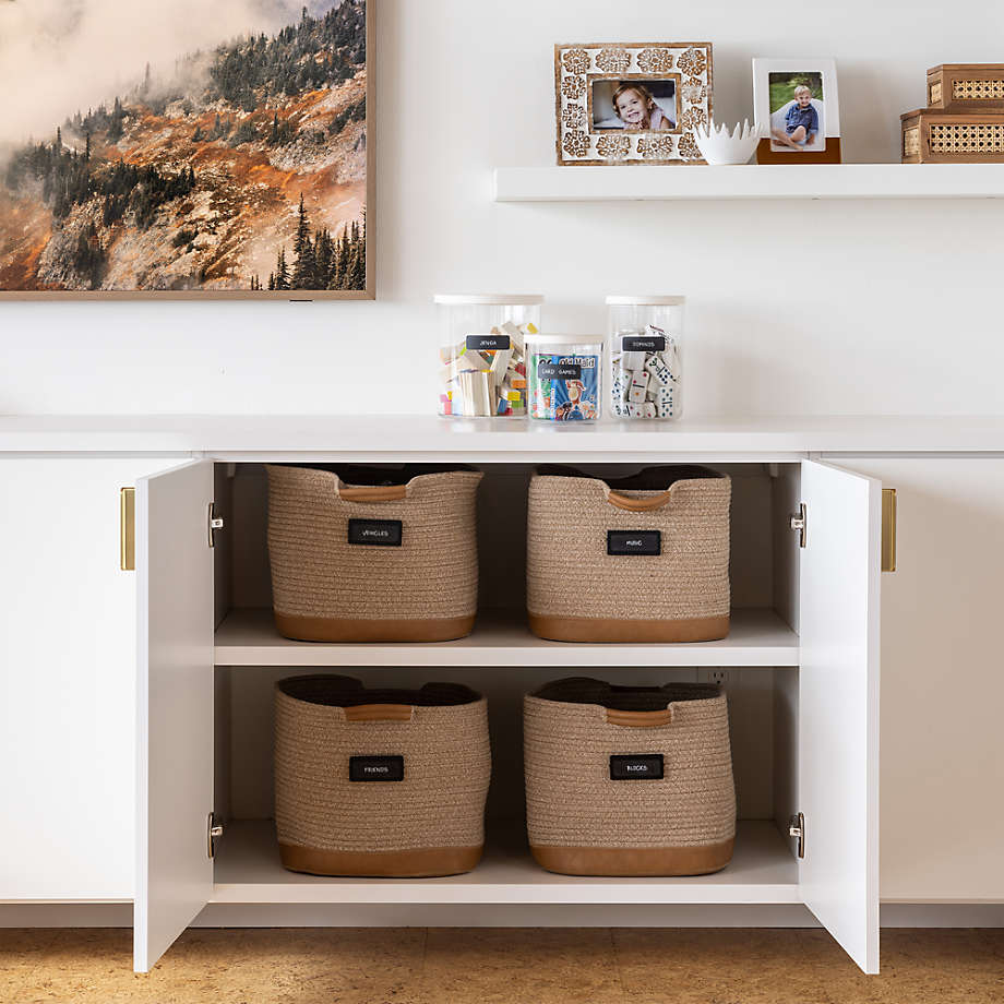 Vegan Sand Brown Leather Rope Storage Bin