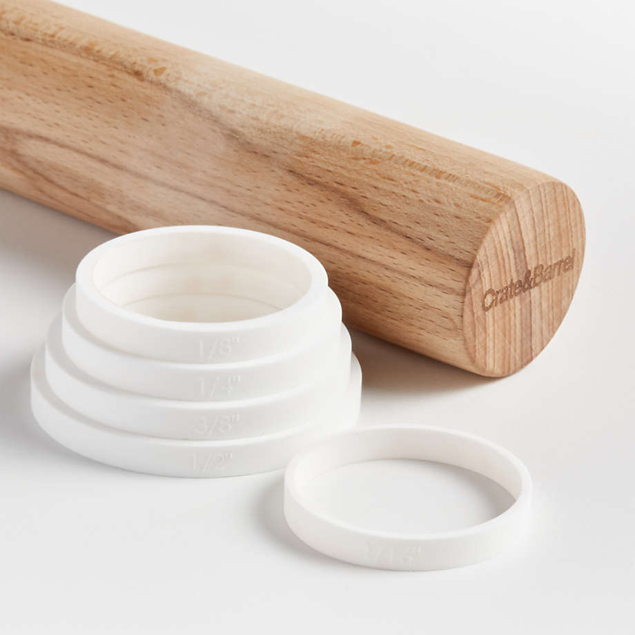 Wood Rolling Pin with Measuring Rings